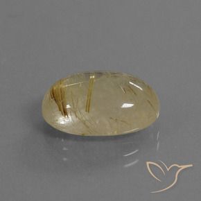 8.12 ct Golden Rutile Quartz Stone, Natural Rutile Quartz in Oval Cabochon Shape for Sale