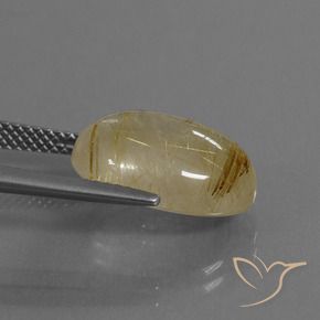 Rutile Quartz Gemstone in 15.2 x 11.1 mm Size for Sale, Rutile Quartz Stone in Very Light Golden-Brown Color