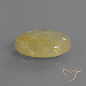5.21 ct Golden Rutile Quartz Stone, Natural Rutile Quartz in Oval Cabochon Shape for Sale
