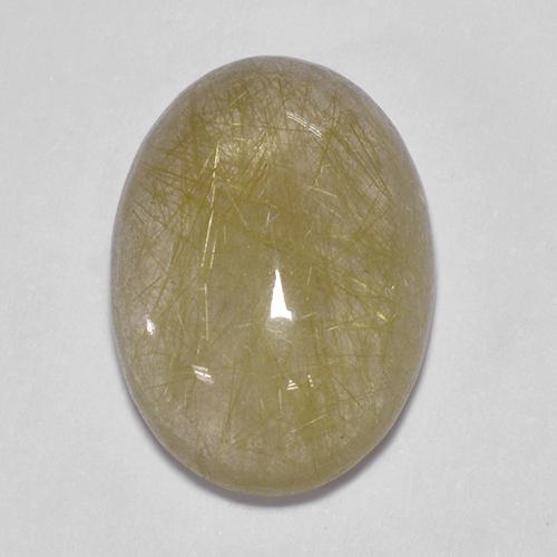 Light Yellow Rutile Quartz Gem - 5.8ct Oval Cabochon (ID: 446630)