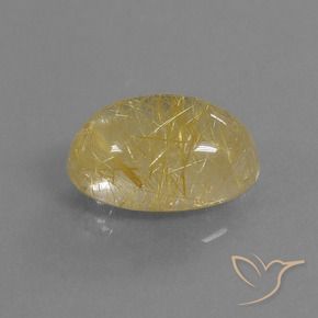 5.72 ct Yellow Rutile Quartz Stone, Natural Rutile Quartz in Oval Cabochon Shape for Sale
