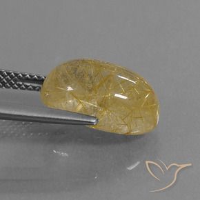 Rutile Quartz Gemstone in 13 x 9 mm (calibrated) Size for Sale, Rutile Quartz Stone in Earthy Yellow Color