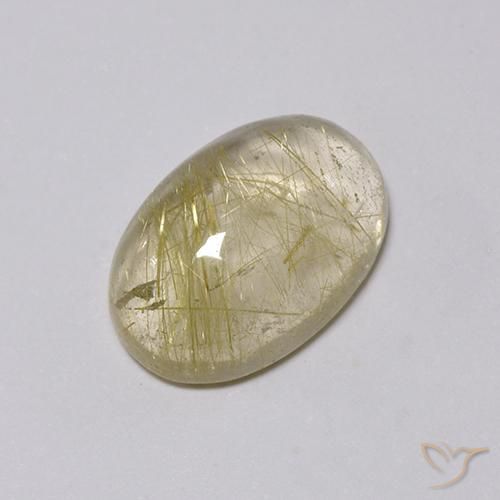 Rutile Quartz Gemstone in 13 x 9 mm (calibrated) Size for Sale, Rutile Quartz Stone in Light Yellow Color