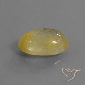 4.79 ct Yellow Rutile Quartz Stone, Natural Rutile Quartz in Oval Cabochon Shape for Sale