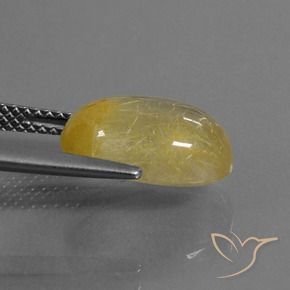Rutile Quartz Gemstone in 13 x 9 mm (calibrated) Size for Sale, Rutile Quartz Stone in Tuscany Yellow Color
