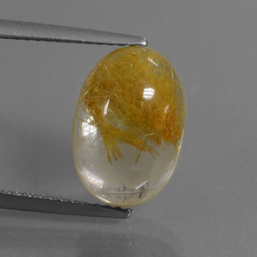 Very Light Golden-Brown Рутиловый Кварц Камень - 5.5ct Овал Кабошон (ID: 446638)