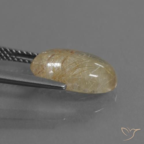 Rutile Quartz Gemstone in 13 x 9 mm (calibrated) Size for Sale, Rutile Quartz Stone in Very Light Golden-Brown Color