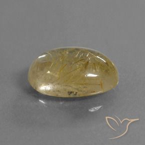 4.81 ct Golden Rutile Quartz Stone, Natural Rutile Quartz in Oval Cabochon Shape for Sale
