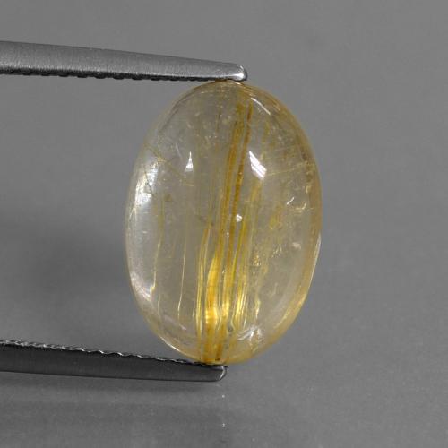 Golden-Yellow Rutile Quartz Gem - 4.8ct Oval Cabochon (ID: 446658)