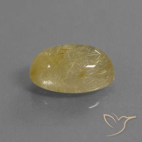 5.47 ct Golden Rutile Quartz Stone, Natural Rutile Quartz in Oval Cabochon Shape for Sale