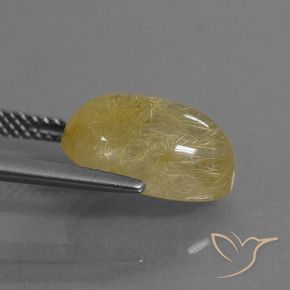 Rutile Quartz Gemstone in 13 x 9 mm (calibrated) Size for Sale, Rutile Quartz Stone in Yellowish Gold Color