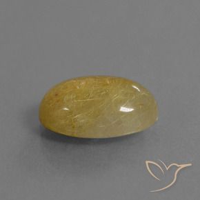 4.56 ct Golden Rutile Quartz Stone, Natural Rutile Quartz in Oval Cabochon Shape for Sale