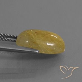 Rutile Quartz Gemstone in 13 x 9 mm (calibrated) Size for Sale, Rutile Quartz Stone in Golden-Yellow Color