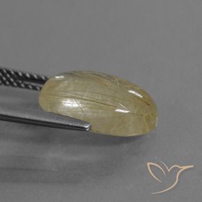 Rutile Quartz Gemstone in 13 x 9 mm (calibrated) Size for Sale, Rutile Quartz Stone in Very Light Golden-Brown Color