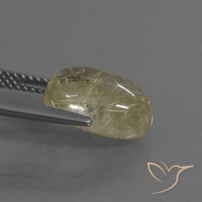 Rutile Quartz Gemstone in 12 x 8 mm (calibrated) Size for Sale, Rutile Quartz Stone in Earthy Yellow Color