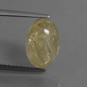 Very Light Golden-Brown Rutile Quartz Gem - 3.8ct Oval Cabochon (ID: 446682)