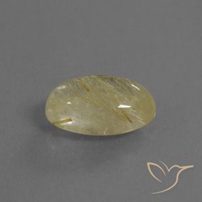 3.59 ct Yellow Rutile Quartz Stone, Natural Rutile Quartz in Oval Cabochon Shape for Sale
