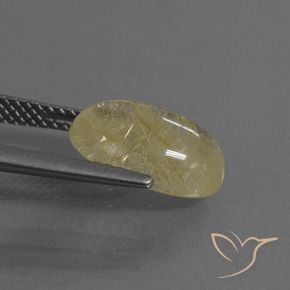 Rutile Quartz Gemstone in 12 x 8 mm (calibrated) Size for Sale, Rutile Quartz Stone in Light Yellow Color