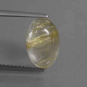 Light Yellow Rutile Quartz Gem - 3.6ct Oval Cabochon (ID: 446684)
