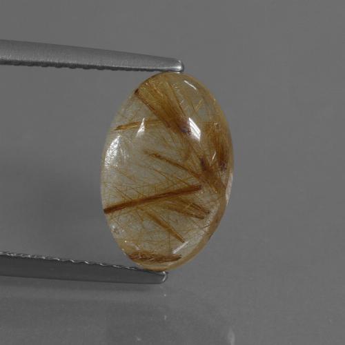 Very Light Tawny Brown Рутиловый Кварц Камень - 3.4ct Овал Кабошон (ID: 446685)