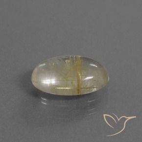 3.12 ct Golden Rutile Quartz Stone, Natural Rutile Quartz in Oval Cabochon Shape for Sale