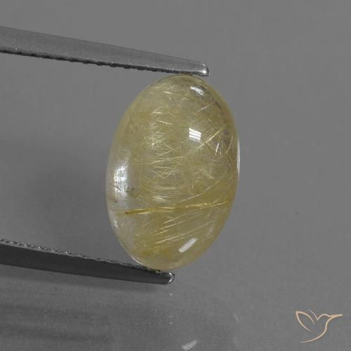 Earthy Yellow Rutile Quartz Gem - 3.7ct Oval Cabochon (ID: 446710)