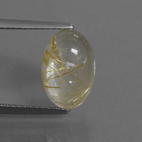 Very Light Golden-Brown Рутиловый Кварц Камень - 3.4ct Овал Кабошон (ID: 446714)