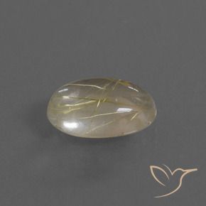 3.27 ct Golden Rutile Quartz Stone, Natural Rutile Quartz in Oval Cabochon Shape for Sale