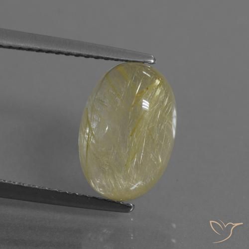 Light Earthy Yellow Рутиловый Кварц Камень - 4.6ct Овал Кабошон (ID: 446717)