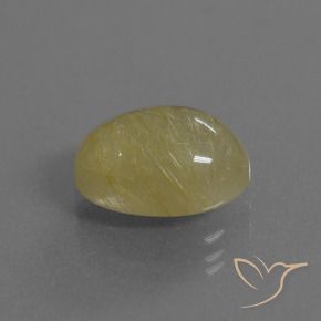 4.30 ct Yellow Rutile Quartz Stone, Natural Rutile Quartz in Oval Cabochon Shape for Sale