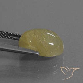 Rutile Quartz Gemstone in 12 x 8 mm (calibrated) Size for Sale, Rutile Quartz Stone in Medium Yellow Color