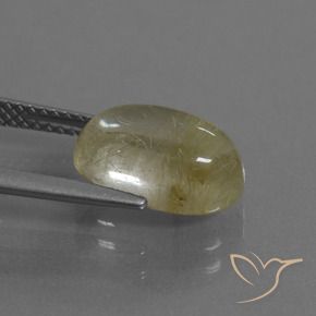 Rutile Quartz Gemstone in 12 x 8 mm (calibrated) Size for Sale, Rutile Quartz Stone in Light Yellow Color
