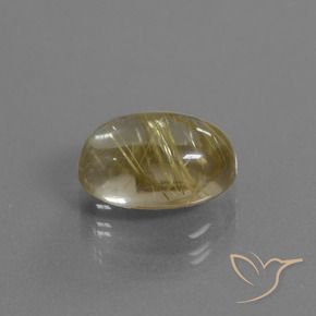 4.38 ct Golden Rutile Quartz Stone, Natural Rutile Quartz in Oval Cabochon Shape for Sale
