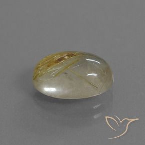 3.87 ct Golden Rutile Quartz Stone, Natural Rutile Quartz in Oval Cabochon Shape for Sale