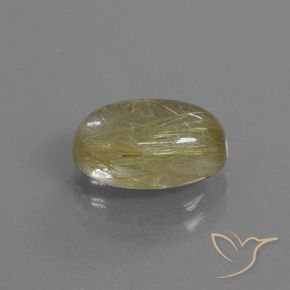 3.89 ct Yellow Rutile Quartz Stone, Natural Rutile Quartz in Oval Cabochon Shape for Sale