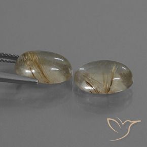 Rutile Quartz Gemstones in 13 x 9 mm (calibrated) Size for Sale, Rutile Quartz Stones in Very Light Golden-Brown Color