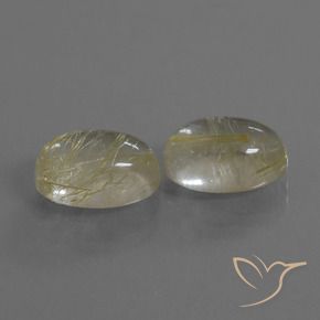 11.22 ctw Yellow Rutile Quartz Stones, Natural Rutile Quartz in Oval Cabochon Shape for Sale