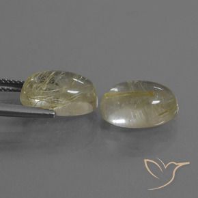 Rutile Quartz Gemstones in 13 x 9 mm (calibrated) Size for Sale, Rutile Quartz Stones in Light Yellow Color