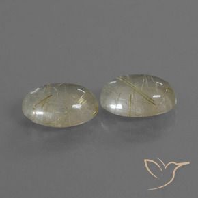 9.16 ctw Yellow Rutile Quartz Stones, Natural Rutile Quartz in Oval Cabochon Shape for Sale