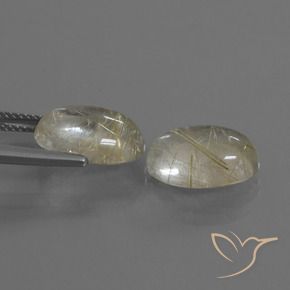 Rutile Quartz Gemstones in 13 x 9 mm (calibrated) Size for Sale, Rutile Quartz Stones in Light Yellow Color