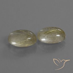 10.24 ctw Yellow Rutile Quartz Stones, Natural Rutile Quartz in Oval Cabochon Shape for Sale