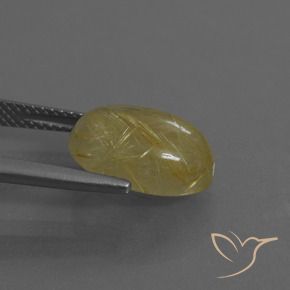 Rutile Quartz Gemstone in 13 x 9 mm (calibrated) Size for Sale, Rutile Quartz Stone in Medium Yellow Color