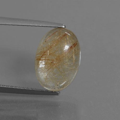 Very Light Brown Rutile Quartz Gem - 5.3ct Oval Cabochon (ID: 446738)