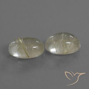11.00 ctw Yellow Rutile Quartz Stones, Natural Rutile Quartz in Oval Cabochon Shape for Sale