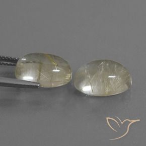 Rutile Quartz Gemstones in 13 x 9 mm (calibrated) Size for Sale, Rutile Quartz Stones in Light Yellow Color