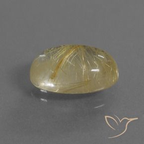 5.19 ct Golden Rutile Quartz Stone, Natural Rutile Quartz in Oval Cabochon Shape for Sale