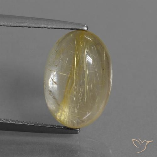 4.99ct Natural Very Light Golden-Brown Rutile Quartz, Oval, Transparent