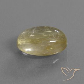 4.99 ct Golden Rutile Quartz Stone, Natural Rutile Quartz in Oval Cabochon Shape for Sale