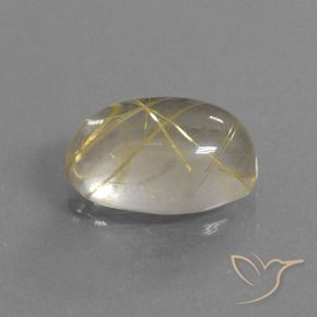 5.34 ct Yellow Rutile Quartz Stone, Natural Rutile Quartz in Oval Cabochon Shape for Sale