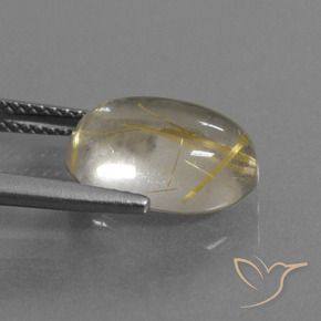 Rutile Quartz Gemstone in 13 x 9 mm (calibrated) Size for Sale, Rutile Quartz Stone in Light Yellow Color